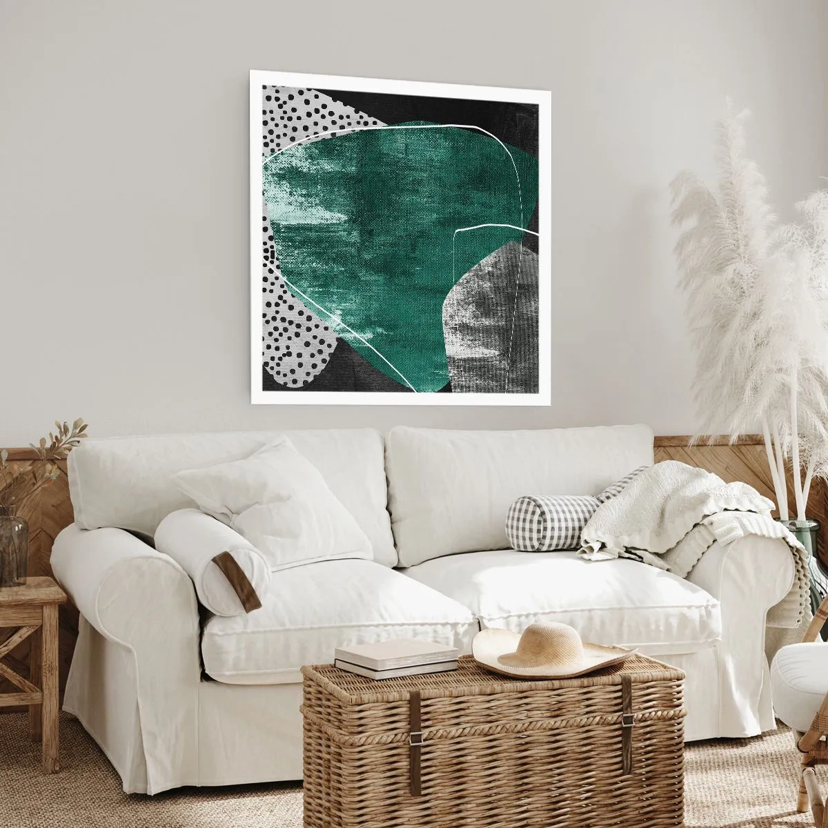 Plakát - Barevná abstrakce se zlatou vločkou - 40x40 cm