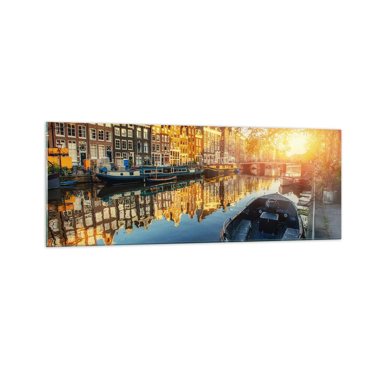 Obraz na skle - Ráno v Amsterdamu - 140x50 cm