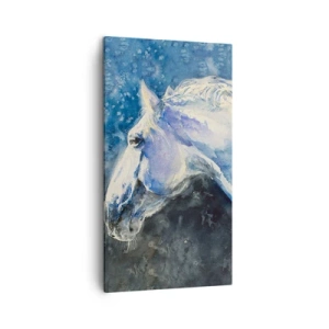 Obraz na plátně - Portrét v modré záři - 45x80 cm