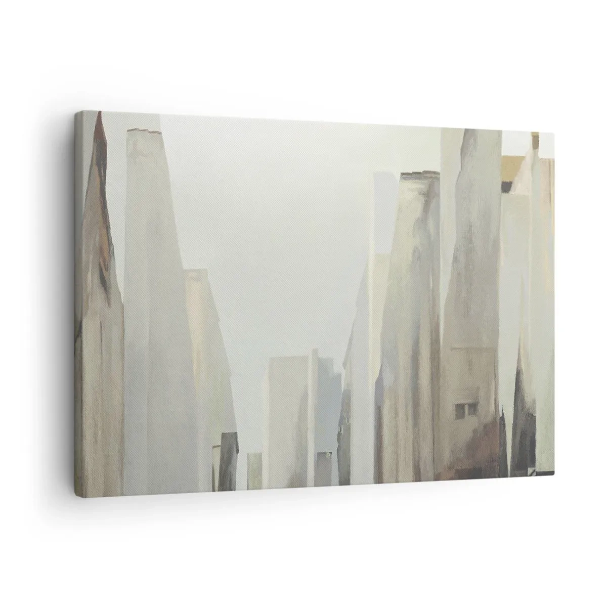 Obraz na plátně - Abstraktní městská krajina v pastelových odstínech - 70x50cm - Sen o městě - Moderní nástěnná dekorace do obývacího pokoje a ložnice ARTTOR