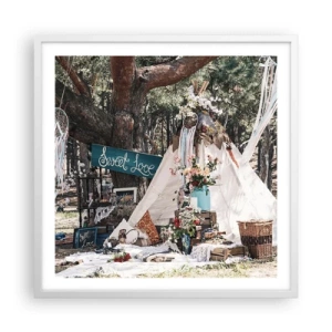 Plakát v bílém rámu - Make love… - 60x60 cm