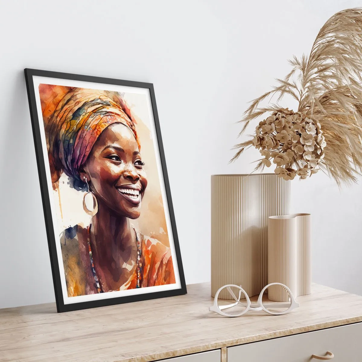Plakát v černém rámu - Africká královna - 50x70 cm