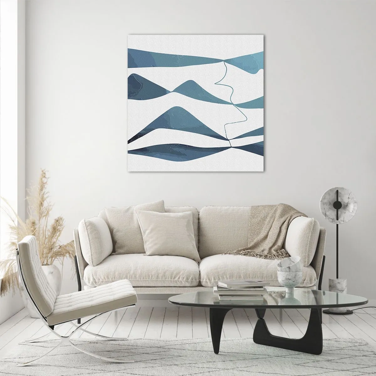 Obraz na skle - Abstrakce: tyrkysový vztah - 70x70 cm