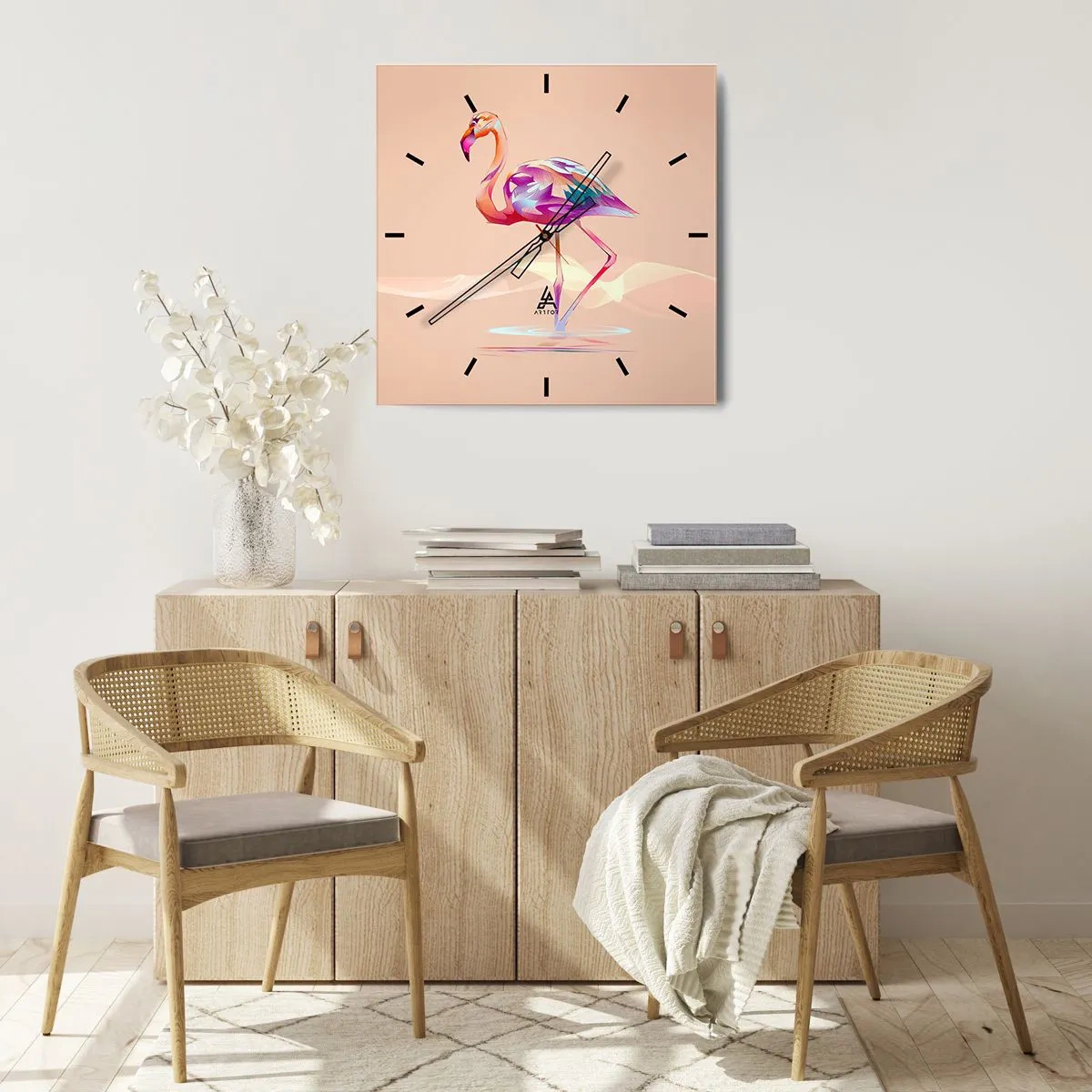 Nástěnné hodiny - Pták dobrých emocí - 40x40 cm