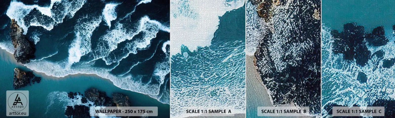 Vzor Fototapety Premium Canvas - Zahalené do vln - Útes, Moře, Příroda - 100x30 cm