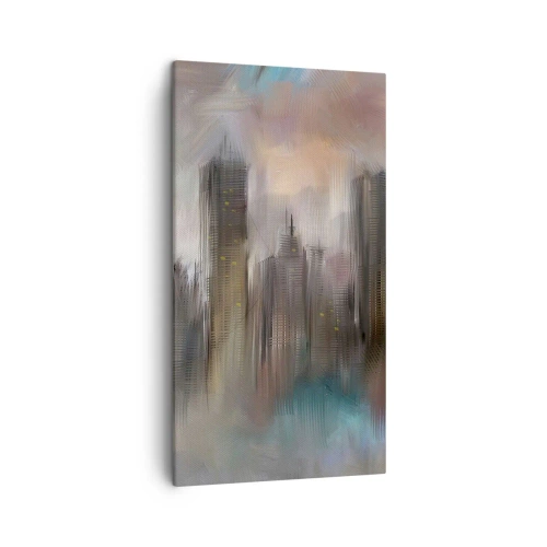 Obraz na plátně - Kompozice z oceli, kamene a mlhy - 45x80 cm