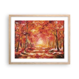 Plakát v rámu světlý dub - Měděný les - 50x40 cm