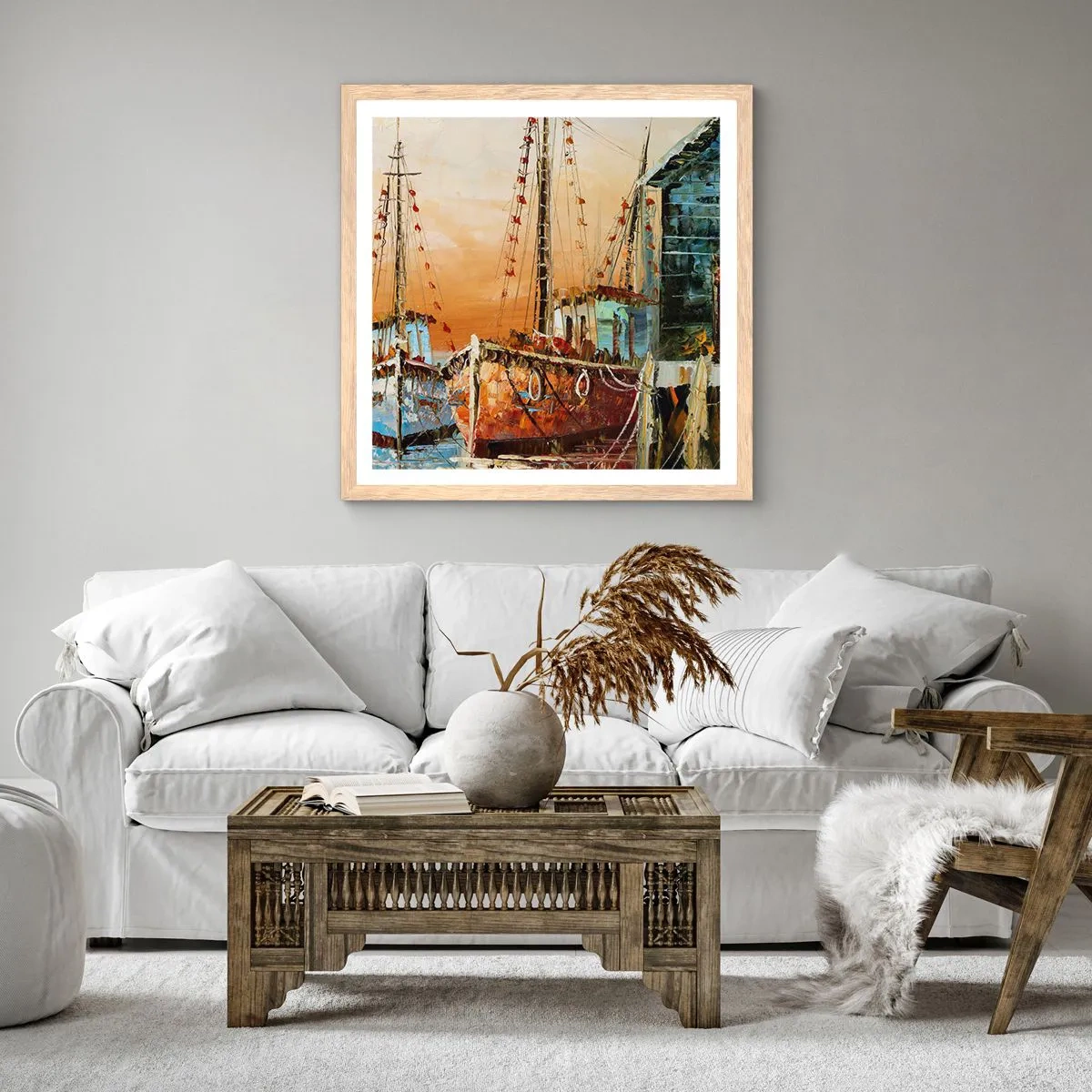 Plakát v rámu světlý dub - Klidný návrat - 60x60 cm