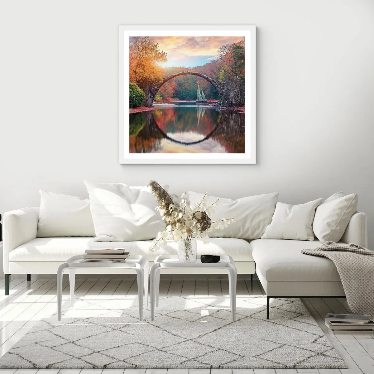 Plakát v bílém rámu - Za zrcadlem - 40x40 cm