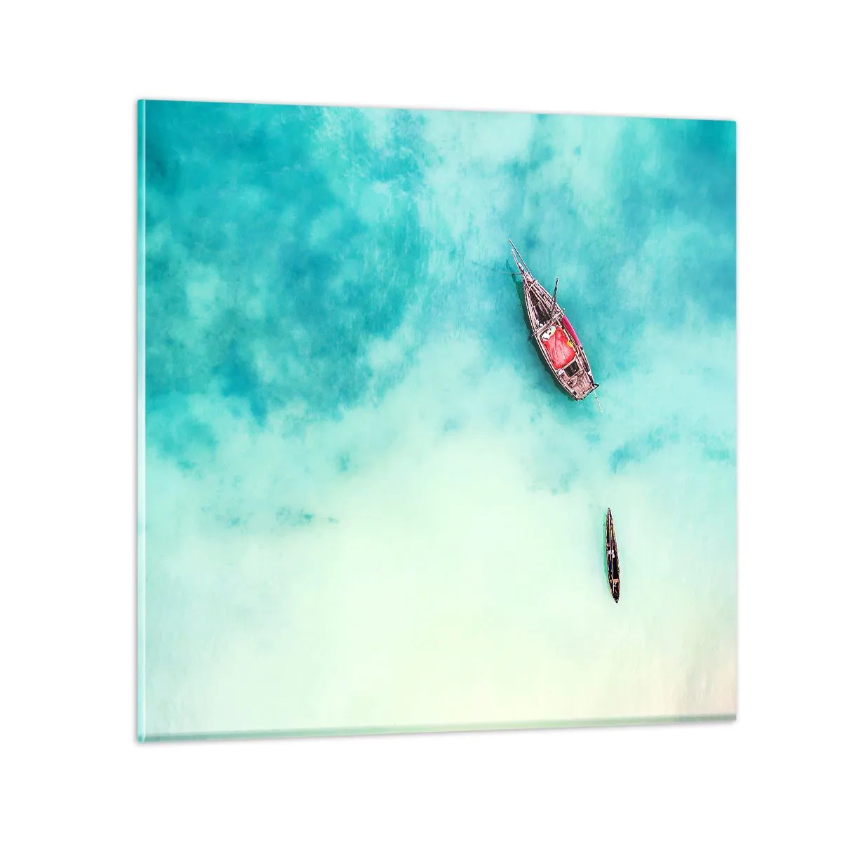 Obraz na skle - Protože na plážích Zanzibaru, když je přebytek vody… - 40x40 cm