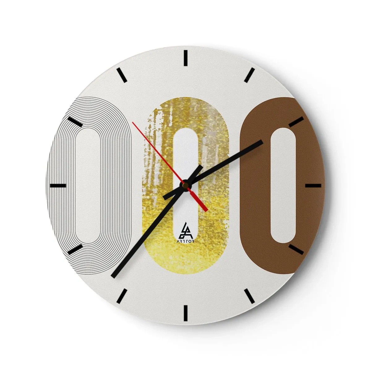Nástěnné hodiny - Abstraktní kompozice geometrických tvarů a textur - 30x30cm - Ooo! - Moderní nástěnná dekorace do obývacího pokoje, kuchyně a ložnice ARTTOR