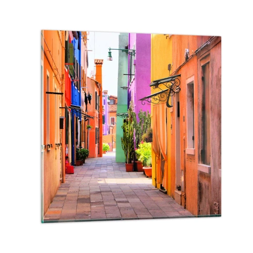 Obraz na skle - Duhová ulička - 50x50 cm
