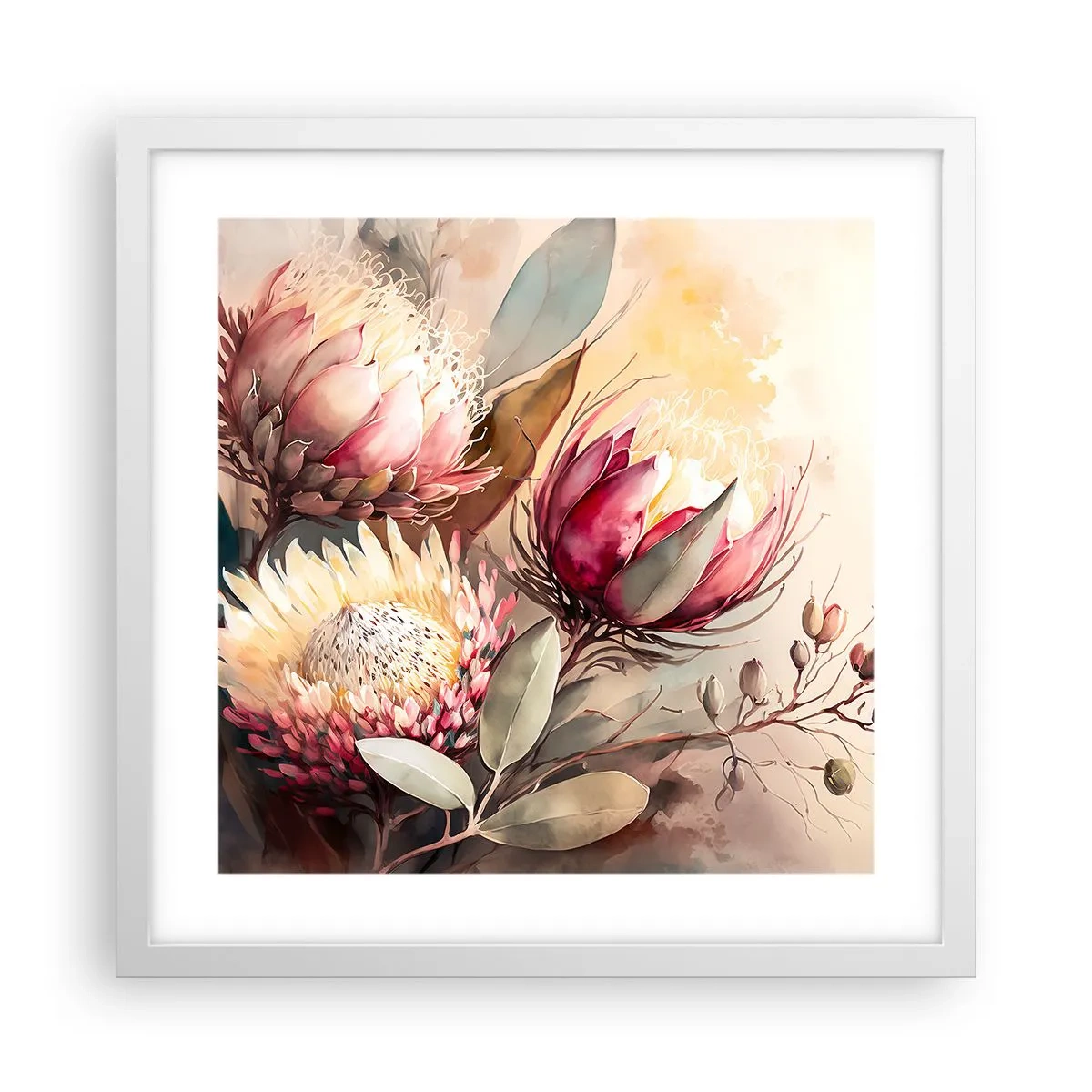 Plakát v bílém rámu - Z profilu a en face - 40x40 cm