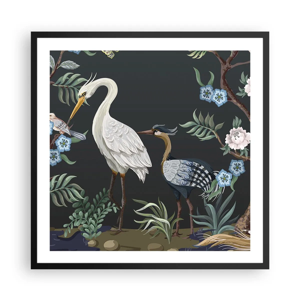 Plakát v černém rámu - Ptačí průvod - 60x60 cm