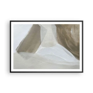 Plakát v černém rámu - Vlna bílé - 100x70 cm