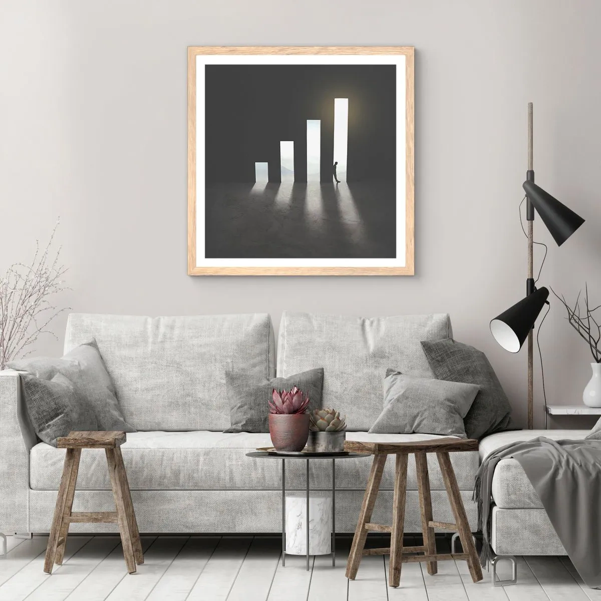 Plakát v rámu světlý dub - Úspěch – imprese - 50x50 cm
