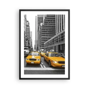 Plakát v černém rámu - Žluté taxíky v ulicích New Yorku - 50x70cm - To my barvíme město - Moderní nástěnná dekorace do obývacího pokoje a ložnice ARTTOR