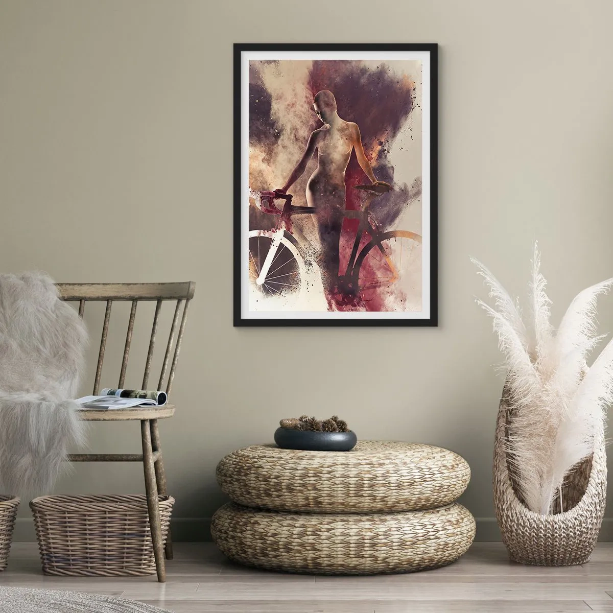Plakát v černém rámu - Cyklistická duše v mramorových tvarech - 30x40 cm