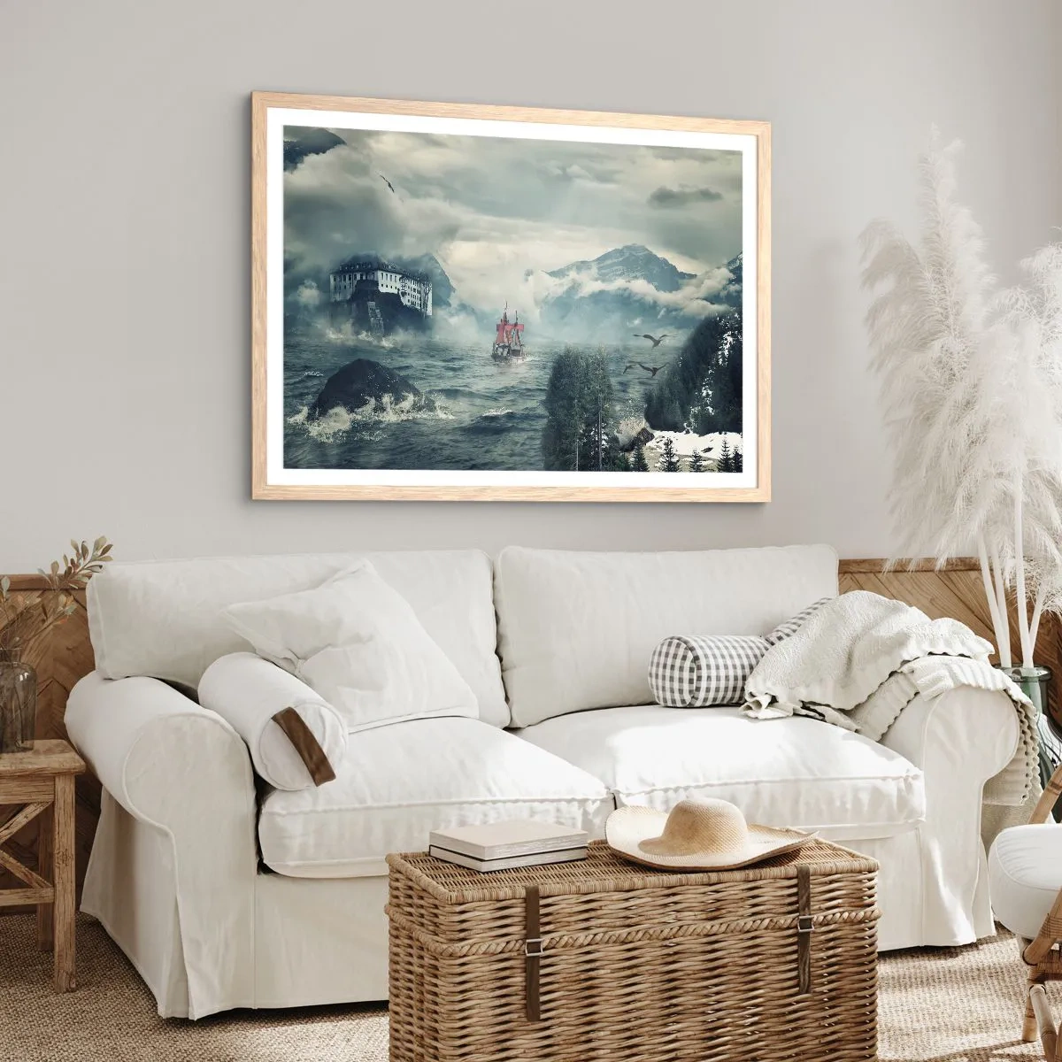 Plakát v rámu světlý dub - V kouzelných vodách - 91x61 cm