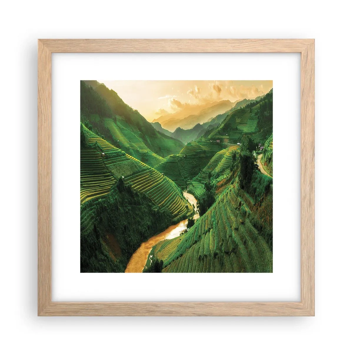 Plakát v rámu světlý dub - Vietnamské údolí - 30x30 cm