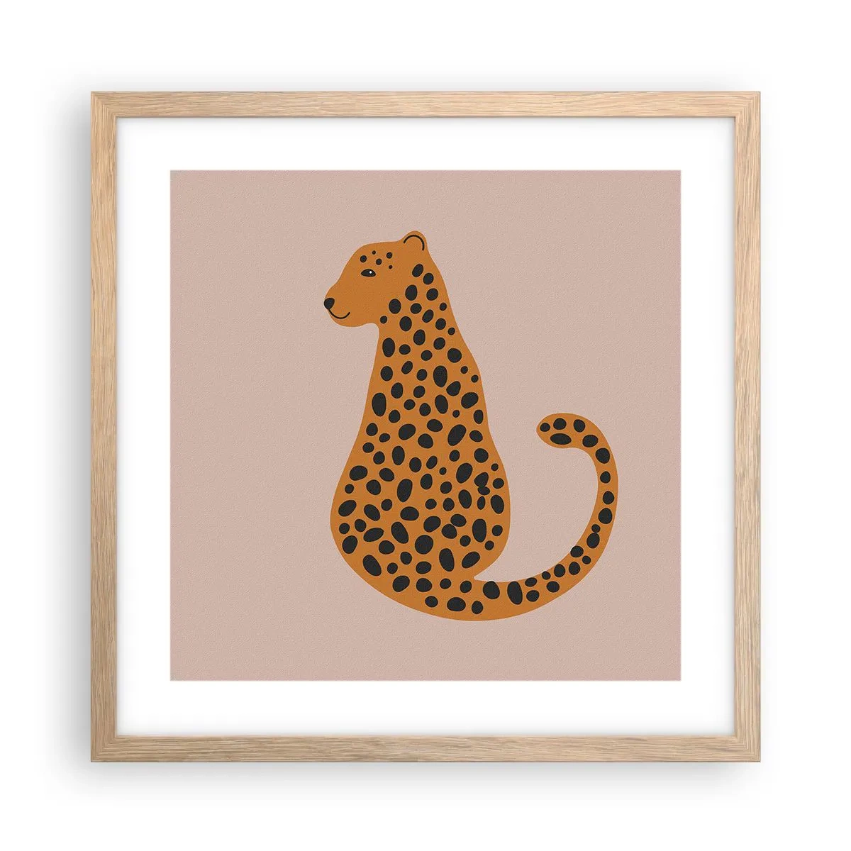 Plakát v rámu světlý dub - Leopardní vzor je v módě - 40x40 cm