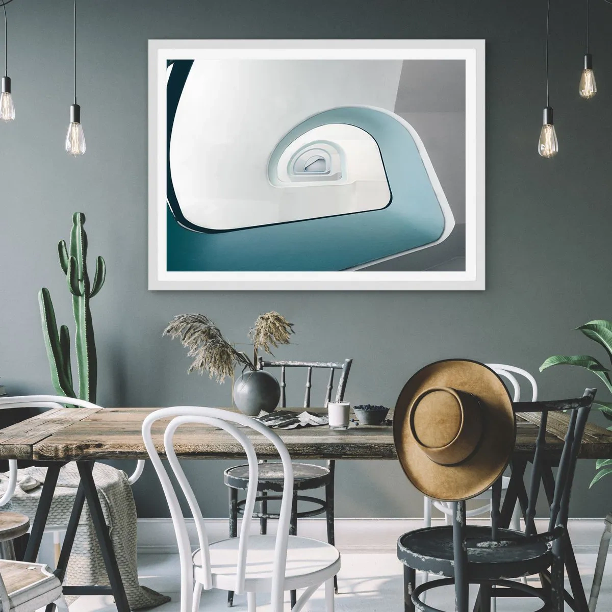 Plakát v bílém rámu - Na dno modré - 100x70 cm