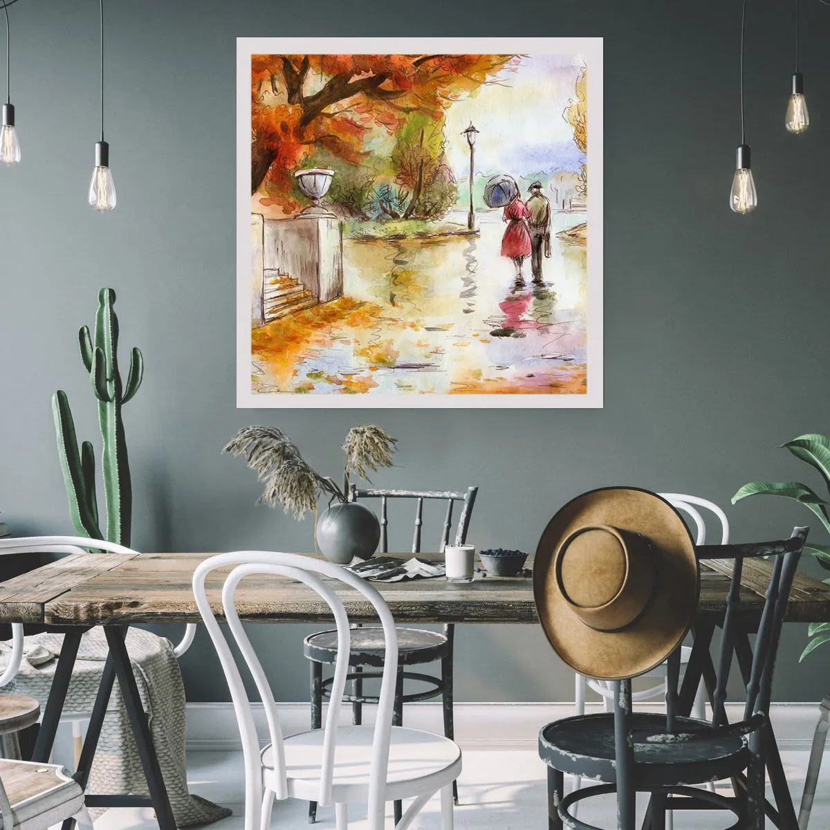 Plakát - Romantický podzim v parku - 40x40 cm