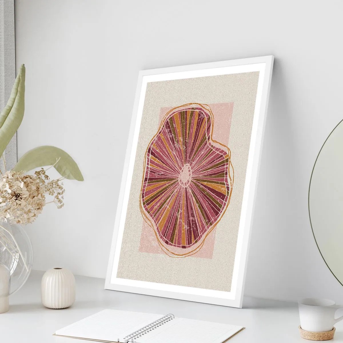 Plakát v bílém rámu - Radiální abstrakce - 50x70 cm