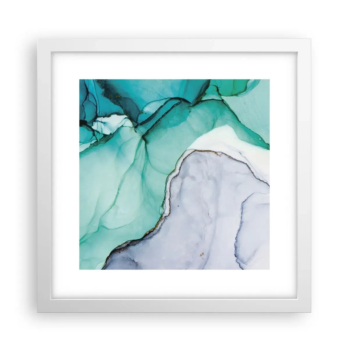 Plakát v bílém rámu - Studie v tyrkysové - 30x30 cm