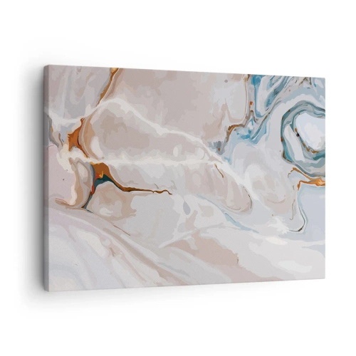 Obraz na plátně - Abstraktní vzor v odstínech bílé a modré - 70x50cm - Modré meandry pod bílou - Moderní nástěnná dekorace do obývacího pokoje a ložnice ARTTOR