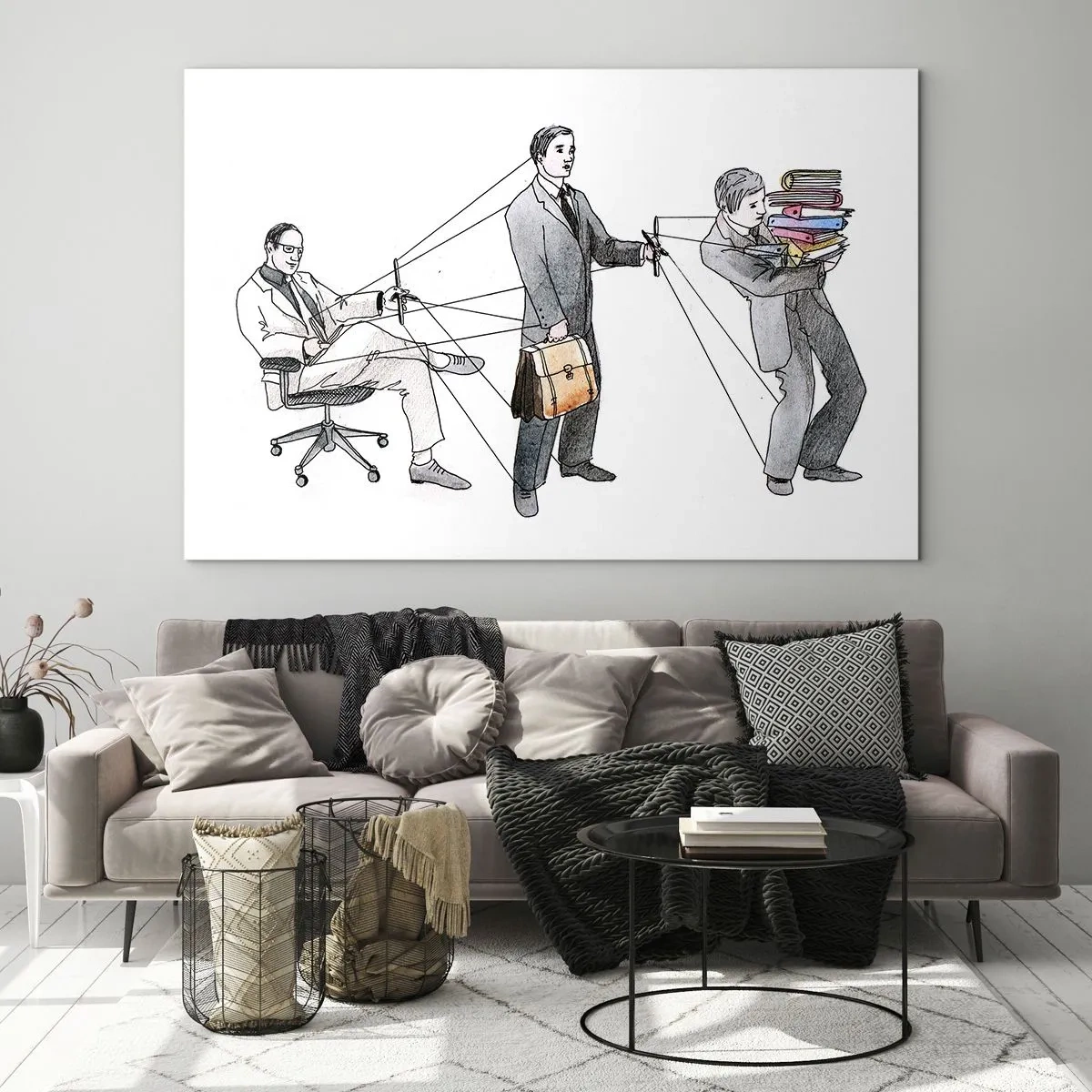 Obraz na skle - Ilustrace hierarchie kancelářské práce - 70x50cm - Každý má svého pána - Moderní nástěnná dekorace do obývacího pokoje a ložnice ARTTOR