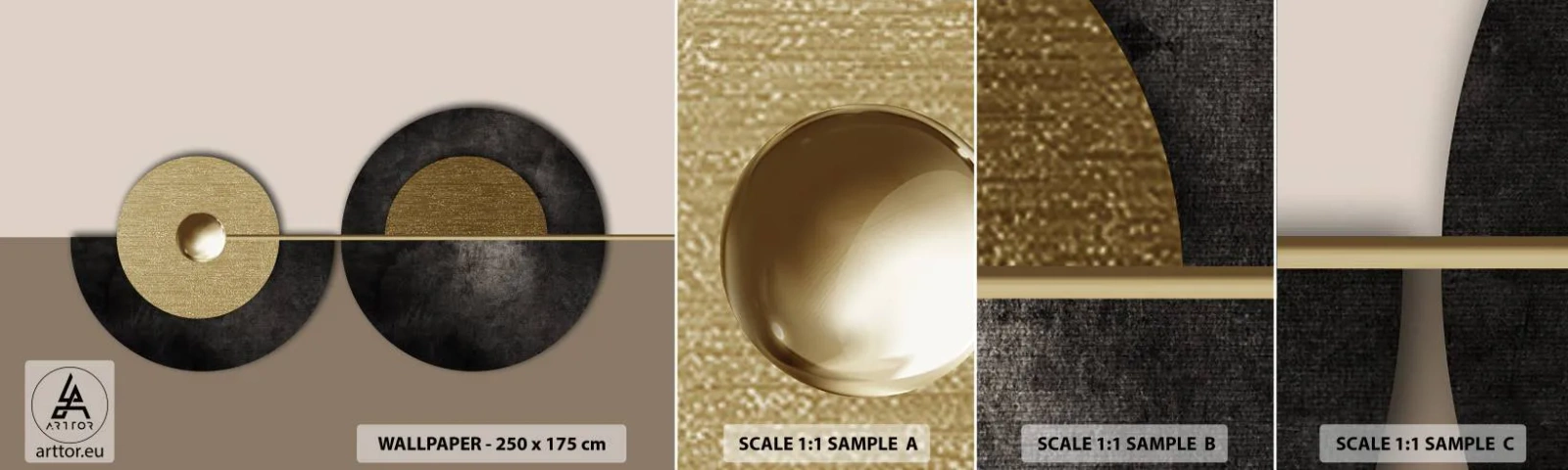 Vzor Fototapety Samolepicí Deluxe Sticker - Variace kolem kruhu - Kola, Abstrakce, Art Deco - 100x30 cm