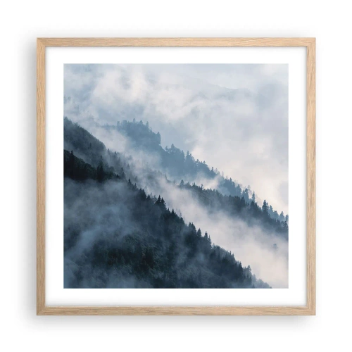 Plakát v rámu světlý dub - Horská mystika - 50x50 cm
