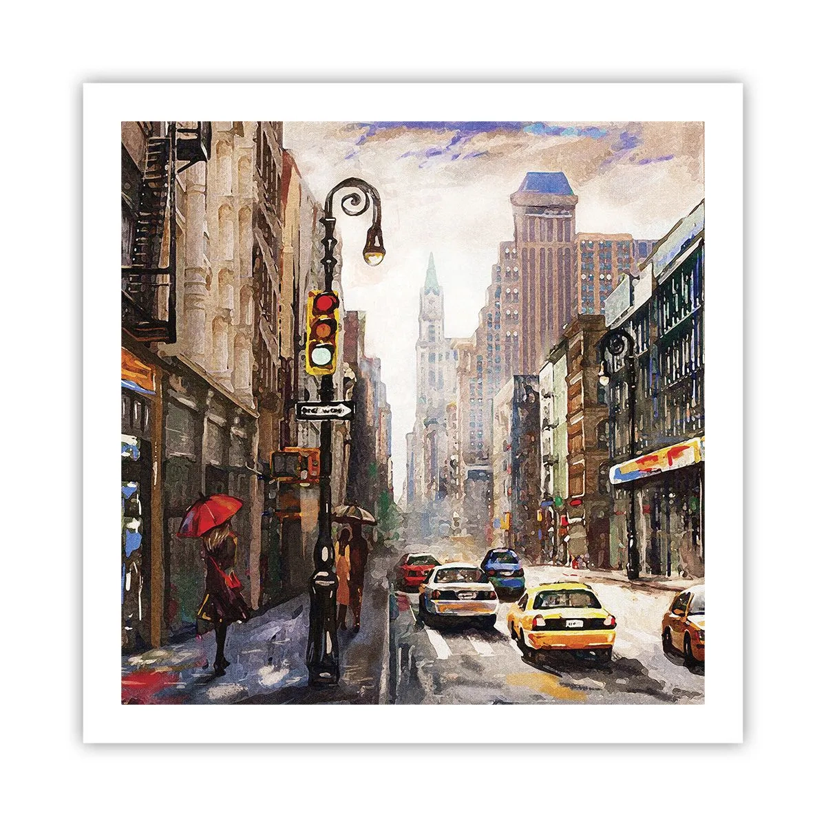 Plakát - New York – barevný i v dešti - 60x60 cm