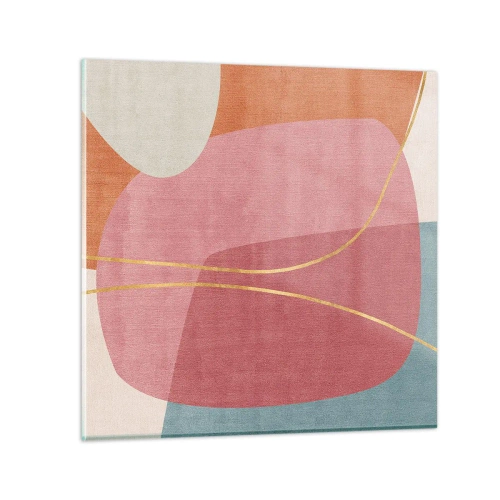 Obraz na skle - Pastelová kompozice se zlatou nití - 40x40 cm