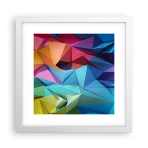 Plakát v bílém rámu - Duhové origami - 30x30 cm
