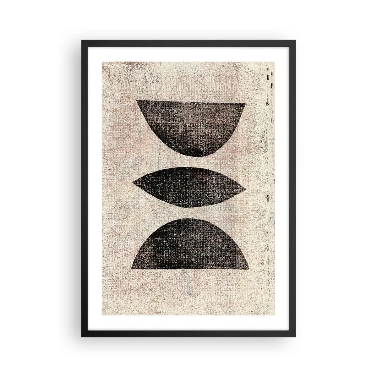 Plakát v černém rámu - Geometrická abstrakce ve vintage stylu - 50x70cm - Etnická abstrakce - Moderní nástěnná dekorace do obývacího pokoje a ložnice ARTTOR