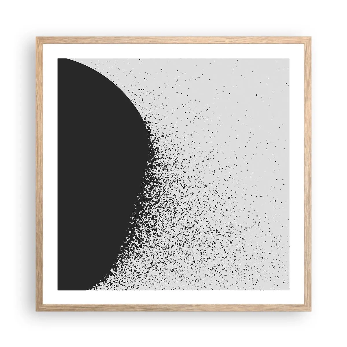 Plakát v rámu světlý dub - Pohyb částic - 60x60 cm