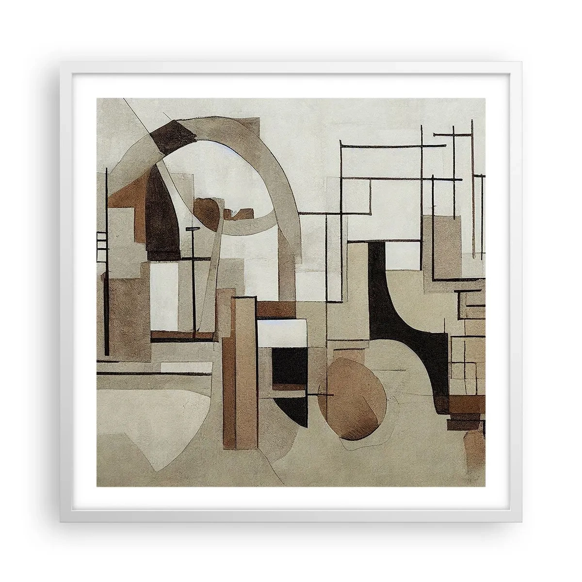 Plakát v bílém rámu - Městská krajina 2.0 - 60x60 cm