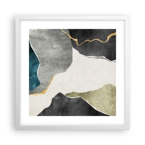 Plakát v bílém rámu - Mozaiková kompozice se zlatou nití - 40x40 cm