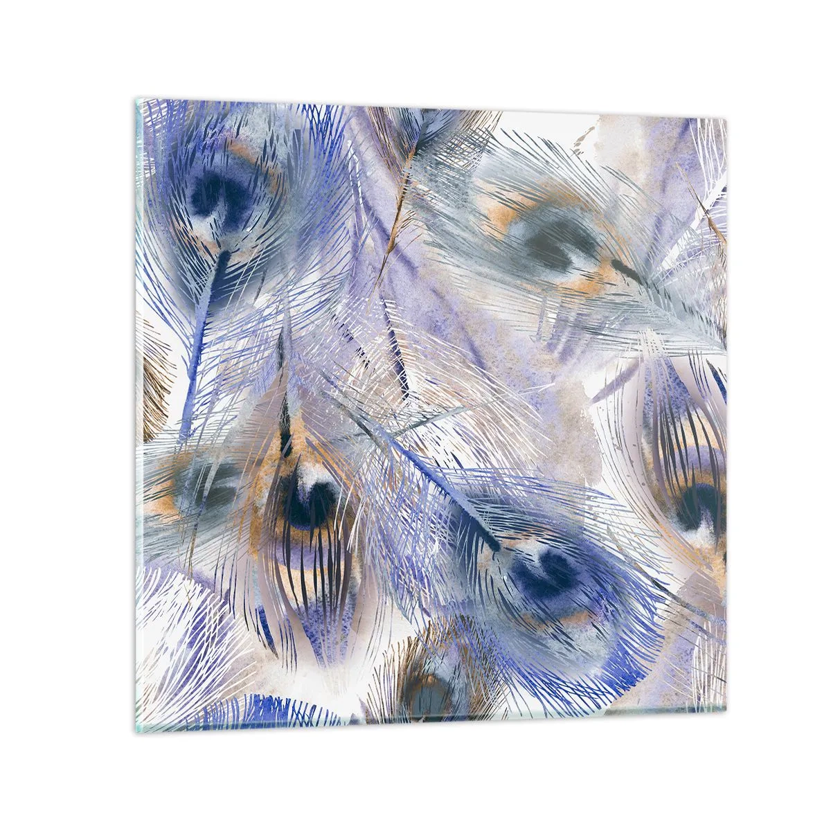 Obraz na skle - Kompozice pavího oka - 40x40 cm