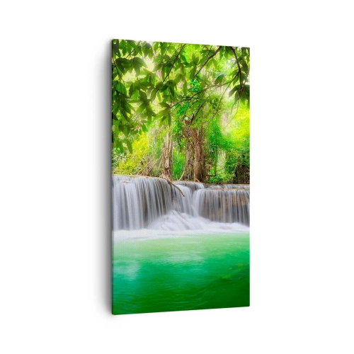 Obraz na plátně - Vodopád v zeleni - 45x80 cm