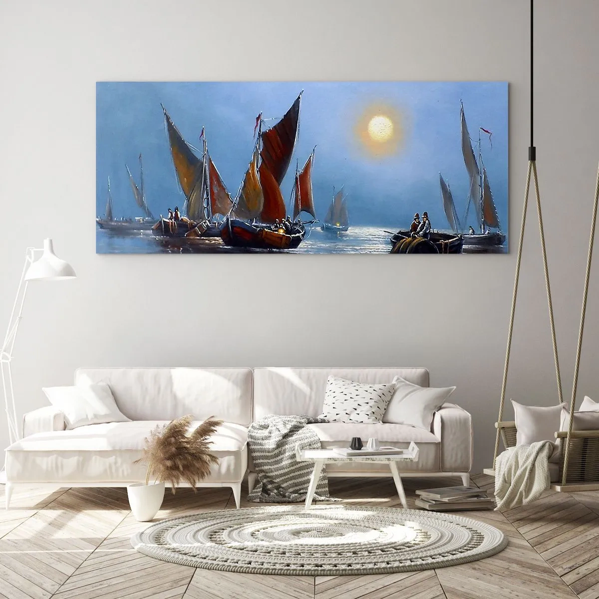 Obraz na skle - Noční rybolov - 100x40 cm