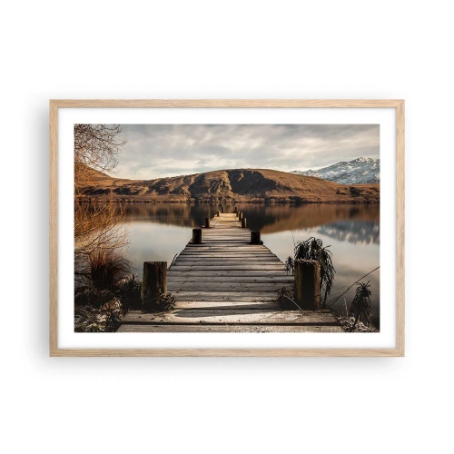 Plakát v rámu světlý dub - Krajina v tichu - 70x50 cm