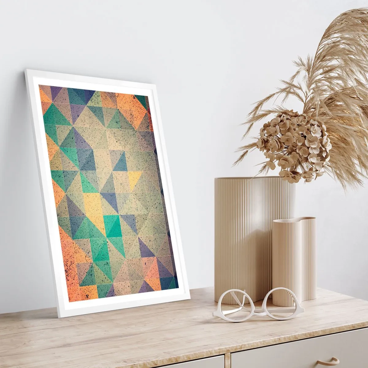 Plakát v bílém rámu - Republika trojúhelníků - 30x40 cm