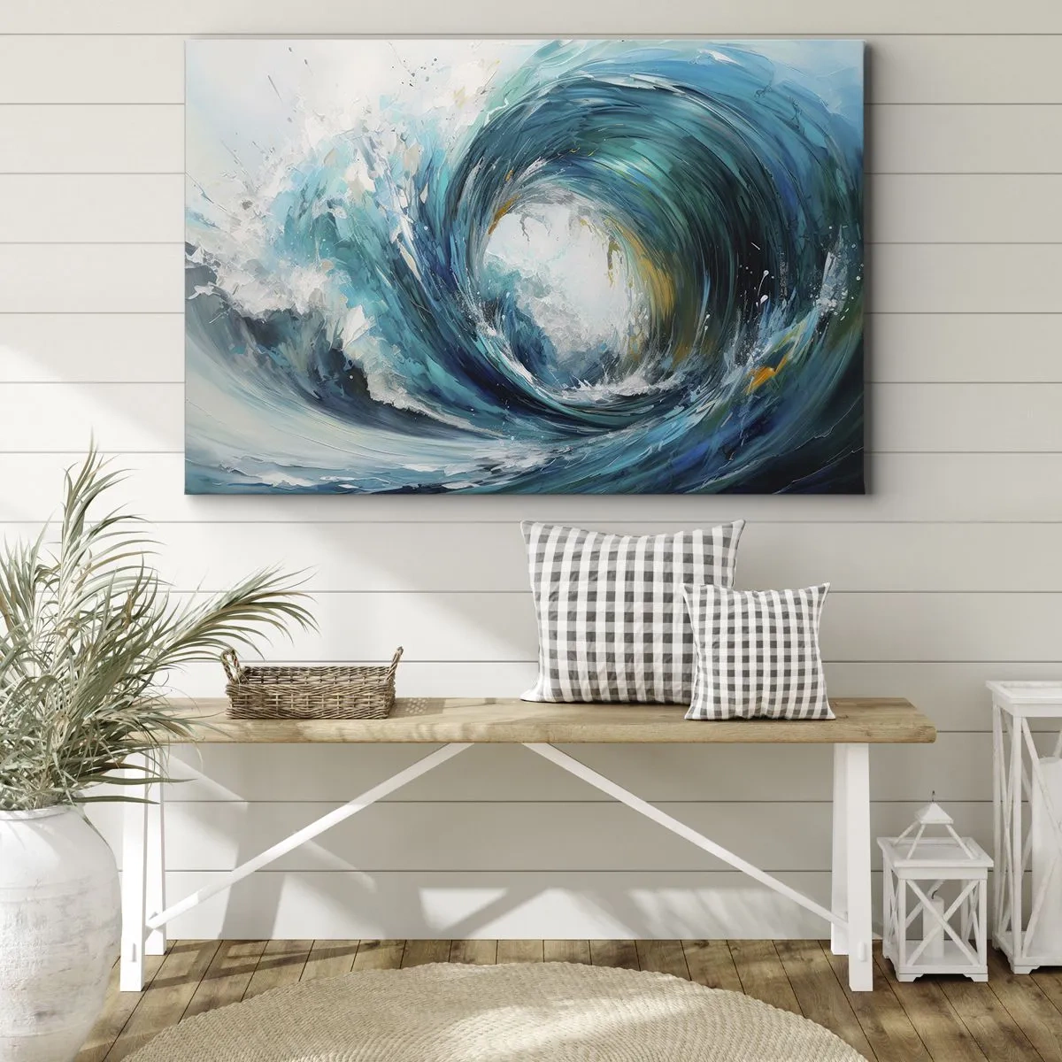 Obraz na plátně - Dynamická vlna v odstínech modré a tyrkysové - 70x50cm - Mořský portál - Moderní nástěnná dekorace do obývacího pokoje a ložnice ARTTOR