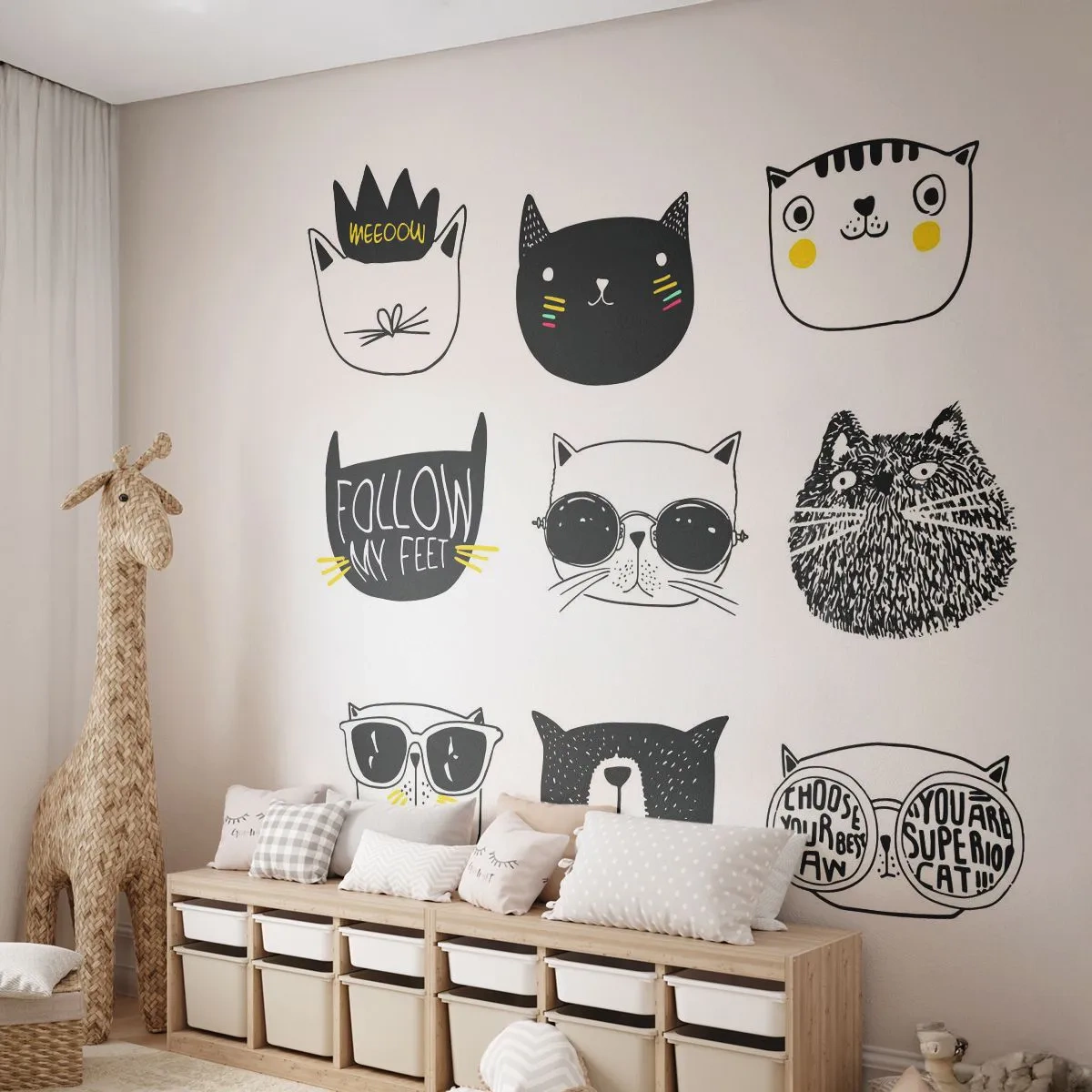 Fototapeta Samolepicí Deluxe Sticker - Každý jiný - Kočka, Ilustrace, Grafika - 250x175 cm