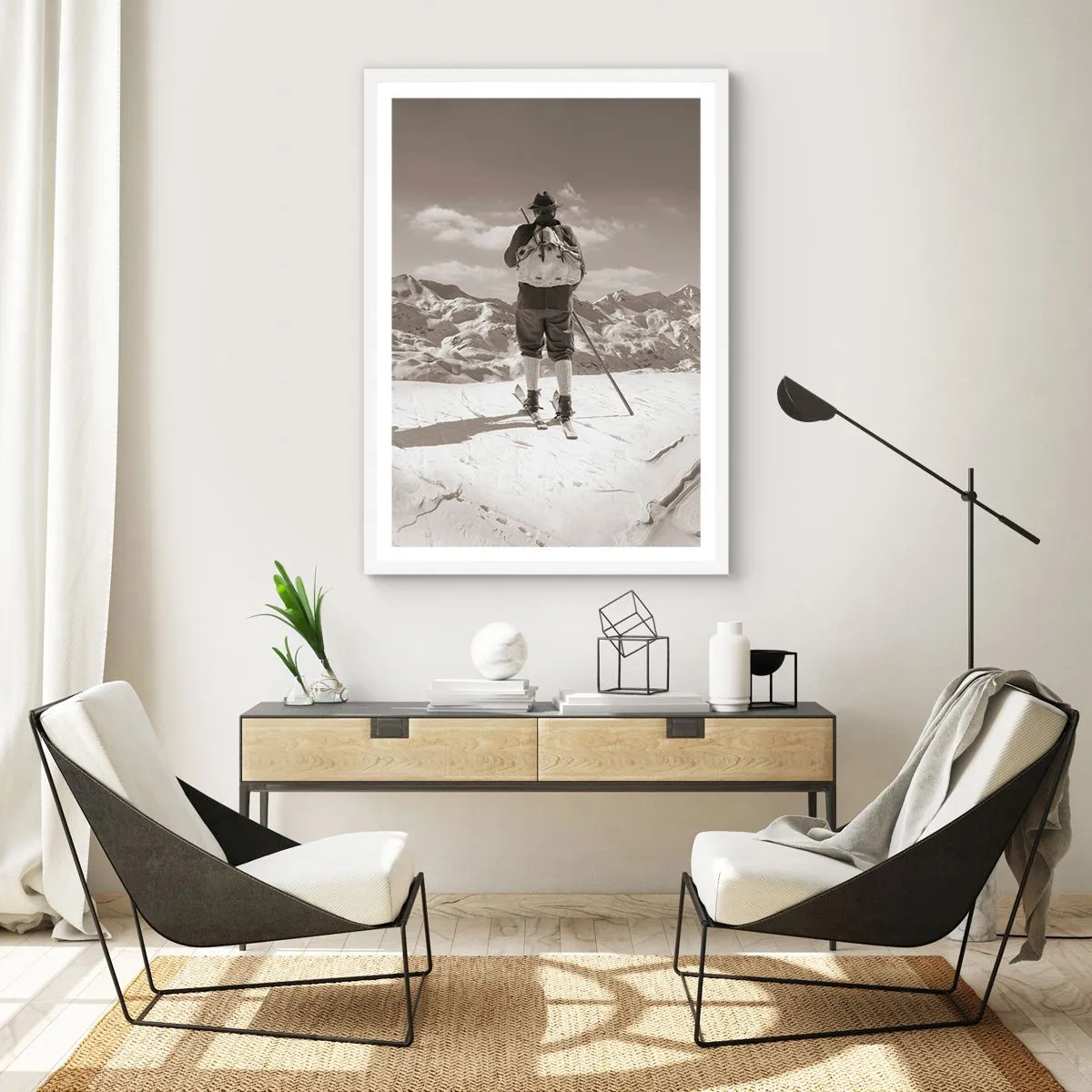 Plakát v bílém rámu - Stejné hory - 70x100 cm