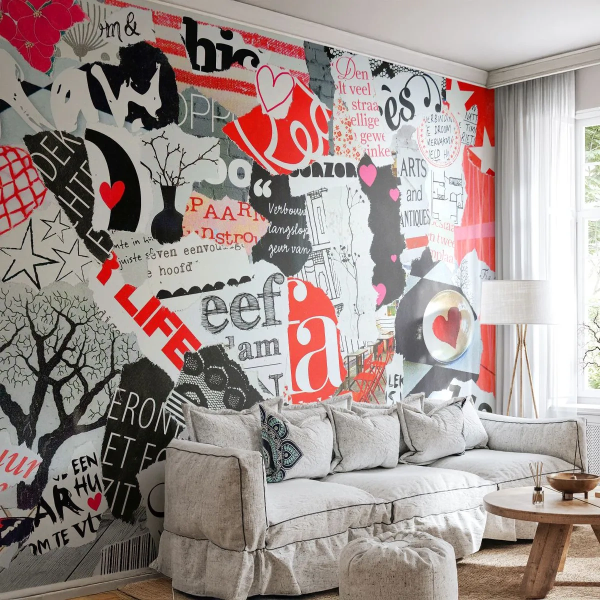 Fototapeta Samolepicí Deluxe Sticker - Hipsterská koláž - Graffiti, Nástěnná malba, Vinobraní - 250x175 cm