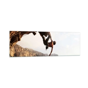 Obraz na skle - Svět smrsknutý v ruce na sesuvu balvanu - 160x50 cm